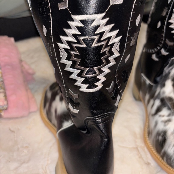 Leather cow print cowboy boots men’s size 10 brand new - Picture 8 of 9